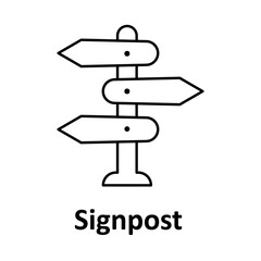 Directional Signpost Icon, Travel Way Sign, Map Path Post, Navigation Pointer, Road Direction Symbol, Trip Guide Sign, Sign Marker, Path Sign Icon
