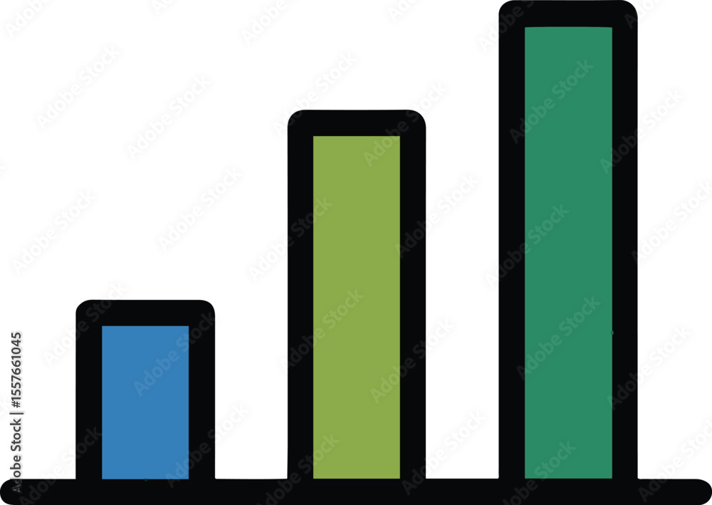Poster a simple bar graph with three bars of different heights and colors on a gray background vector image