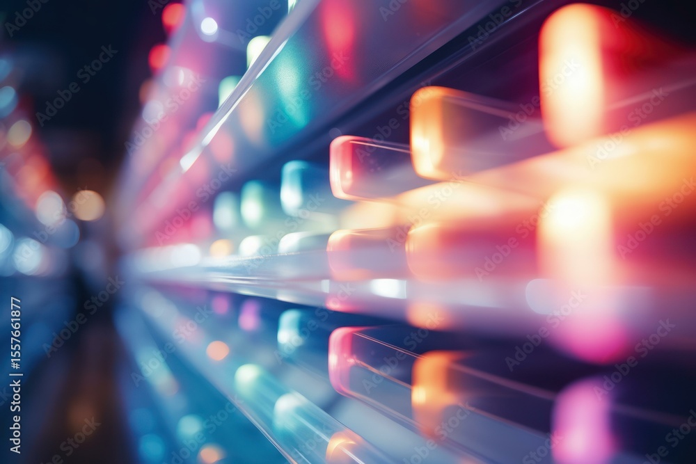 Poster server racks glowing in modern data center showing internet connectivity and information technology