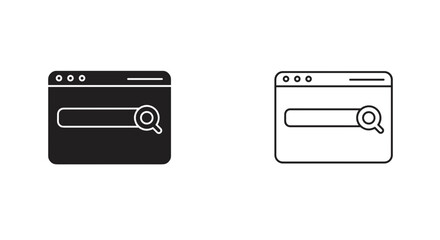 Obraz premium Illustration of two browser windows with search bars and magnifying glass icons