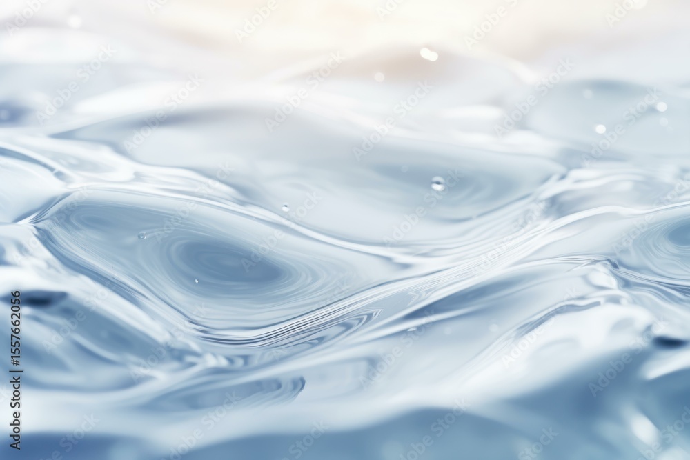 Poster gentle waves creating mesmerizing concentric circles on a pristine water surface, illuminated by a s
