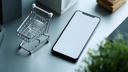 a smartphone with a protective case placed on a metal wire rack that resembles a basket
