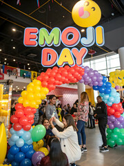 Happy birthday clown shopping for fresh organic produce at a Thai summer market