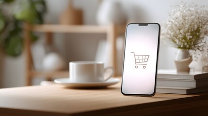 an elegant smartphone holder displaying a phone with a picture of a plant