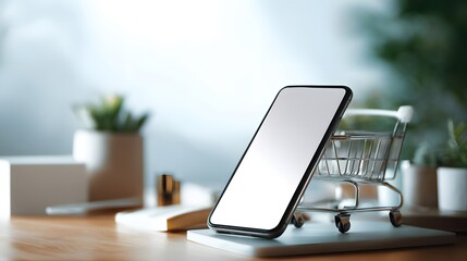 a modern smartphone resting atop a stand with a minimalist design