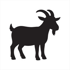 Monochromatic Goat Silhouette Standing Tall A Simple Yet Powerful Depiction of Nature's Grace and Resilience in Minimalist Design