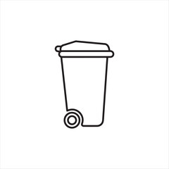 A Simple Black and White Illustration of a Wheeled Trash Bin with a Lid for Waste Disposal and Recycling