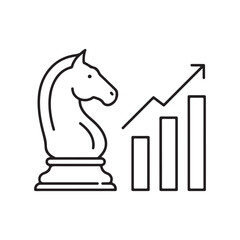 Strategic Growth Depicted Chess Knight and Upward Graph Symbolizing Tactics for Success and Advancement in Business