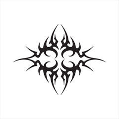 Abstract Tribal Tattoo Design with Symmetrical Sharp Shapes Ornamental Pattern for Body Art and Decoration, Black on White Background
