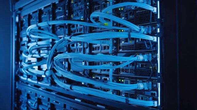 data room cables network internet technology video