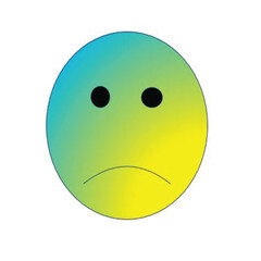 Happy yellow smiley face button icon on a white background, symbolizing joy and cheerful emotion