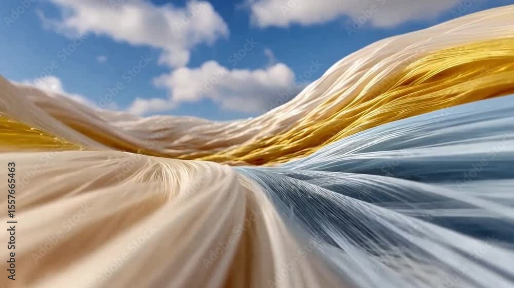 Poster abstract fabric landscape: an imaginative textile design mimicking rolling hills, merging textures, 
