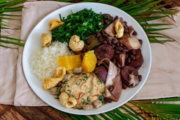 Complete traditional Brazilian feijoada, the best feijoada in the world