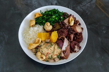 Complete traditional Brazilian feijoada, the best feijoada in the world