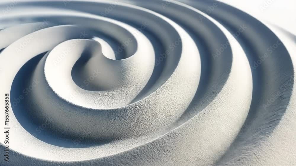 Poster Abstract Swirl: Serene and calming, an abstract image featuring swirling, concentric shapes in soft, cool tones. The design evokes a sense of movement and tranquility.