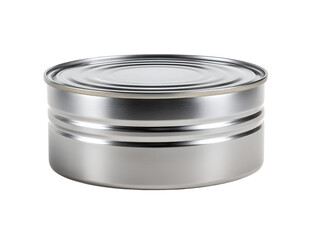 Sealed metal food can on black background