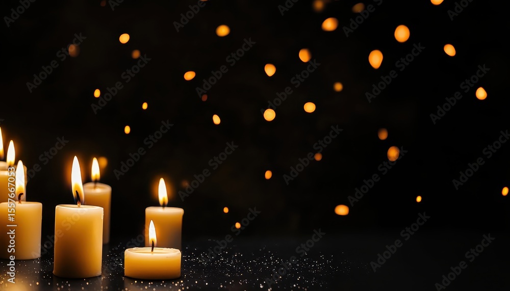 Poster elegant candle display with floating lights for ambient atmosphere