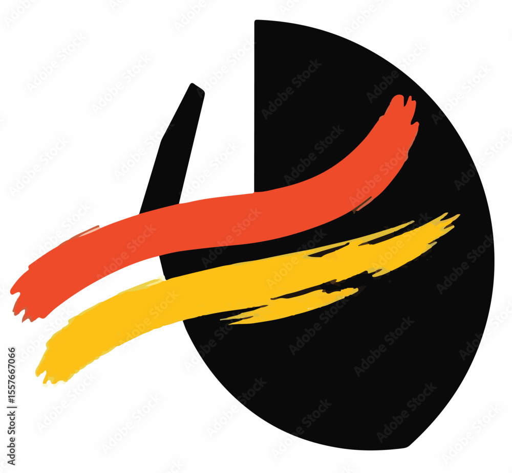 Poster a dynamic abstract vector design featuring two brushstrokes in red and yellow, sweeping across a par