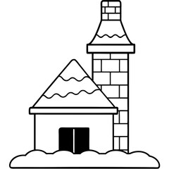 Snowy Chimney Outline Illustration