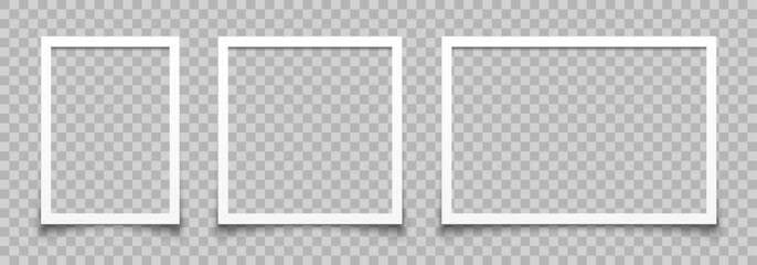 Naklejka na ściany i meble Empty white photo frame set with shadow