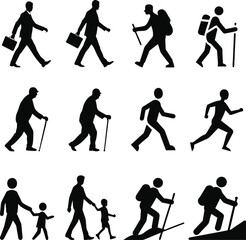 Fototapeta premium Silhouette of Man Walking Vector Illustration for Outdoor or Urban Concepts