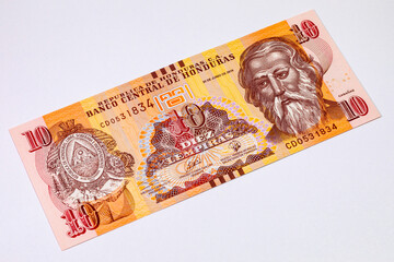 10 Lempiras, Honduras, 2019 with a portrait of Jose Trinidad Cabanas. Honduran money