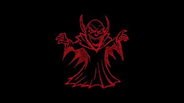 Hand-Drawn Red Devil Character Animation with Stop Motion Effect