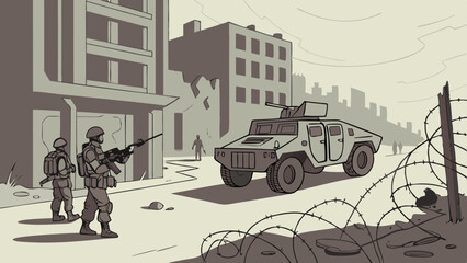 military truck in the city