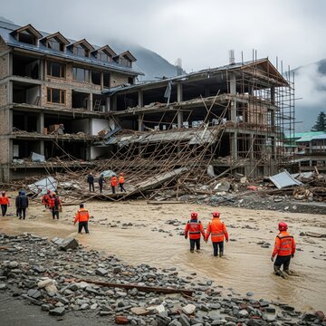 Flash Flood Damages Hotel Construction &ndash; Uttarkashi Monsoon Update