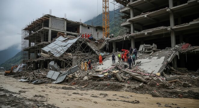 Flash Flood Damages Hotel Construction &ndash; Uttarkashi Monsoon Update