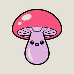  Cute Pink and Purple Mushroom Cartoon