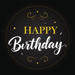 happy birthday typography black color vector design with birthday party element