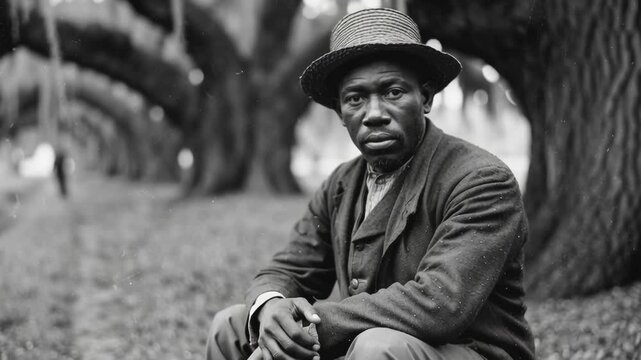Portrait of a cotton plantation slave worker.