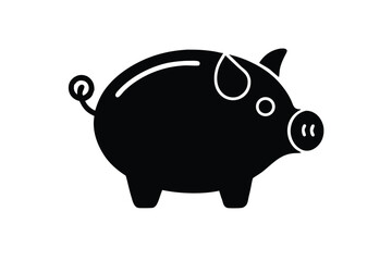  piggy bank coin saving symbol investment silhouette vector illustration