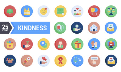 25 Kindness Icons in a Circle Design for Website or App.