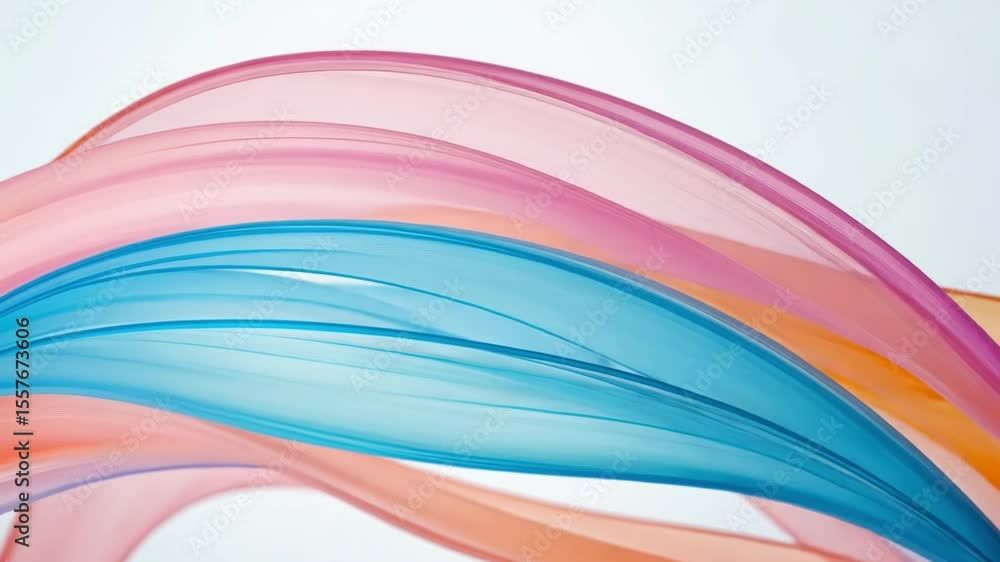 Poster abstract ribbon dance: a vibrant composition of flowing ribbons in a spectrum of colors, evoking a s