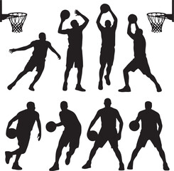 Basketball Dunk Silhouette in Action

Player Dribbling the Ball Vector Design

Slam Dunk Sports Silhouette Scene

Street Basketball Game Silhouette Art

Basketball Shooter in Motion Vector