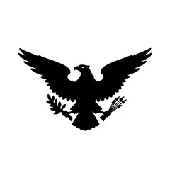 Obraz premium Bald eagle silhouette, American symbol of freedom and patriotism, perfect for Independence Day celebrations. Majestic bird image ideal for greeting cards, t-shirt designs, and patriotic posters.