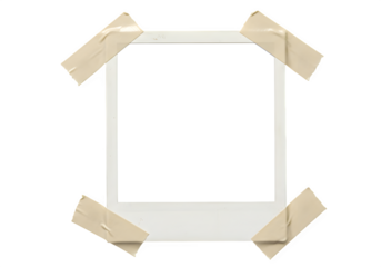 Polaroid frame with tape isolated on white or transparent background. PNG