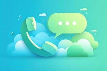 Chat bubble with telephone illustration 