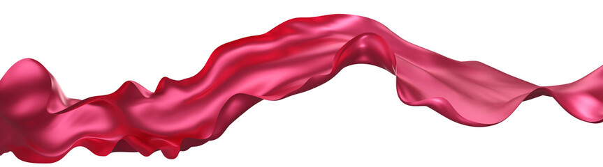 Flying red silk textile fabric flag background. Smooth elegant red Satin Isolated on white Background for grand opening ceremony. Red curtain. 3d png illustration