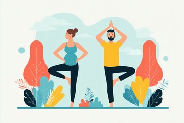 Happy couple seen doing yoga