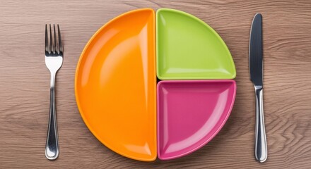 colorful divided plate healthy eating concept

