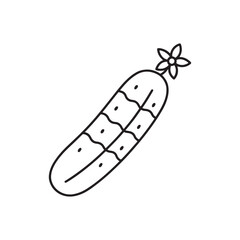 Cucumber Outline Icon – Black and White Vegetable Vector for Gardening Guides, Organic Farm Labels, Food Education, Minimalist Design, and Healthy Eating Graphics