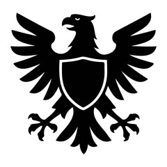 Symmetrical eagle silhouette with centered shield illustration