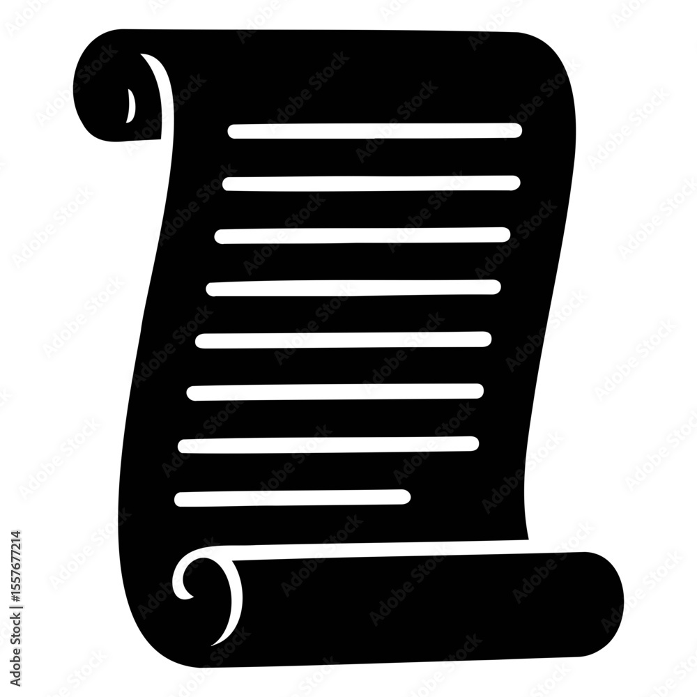 Poster scroll vector with horizontal writing black simple graphic