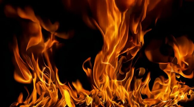 Vibrant Orange Flames Dancing Against A Deep Black Backdrop Depicting Intense Heat