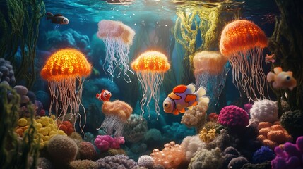 coral reef in aquarium