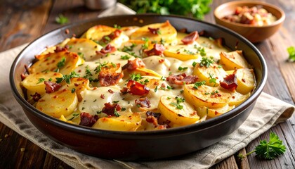 Tartiflette with Reblochon Cheese. Traditional French Food
