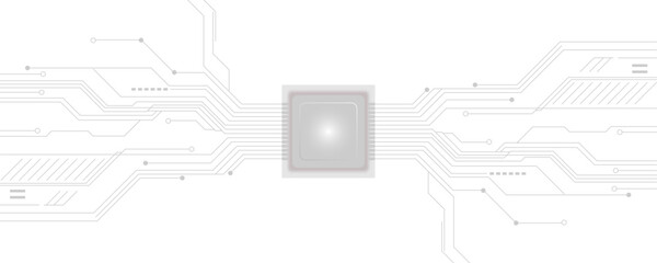 Abstract modern technology futuristic circuit board background. Electronic motherboard with a network of gray lines and dots on white and transparent background.	